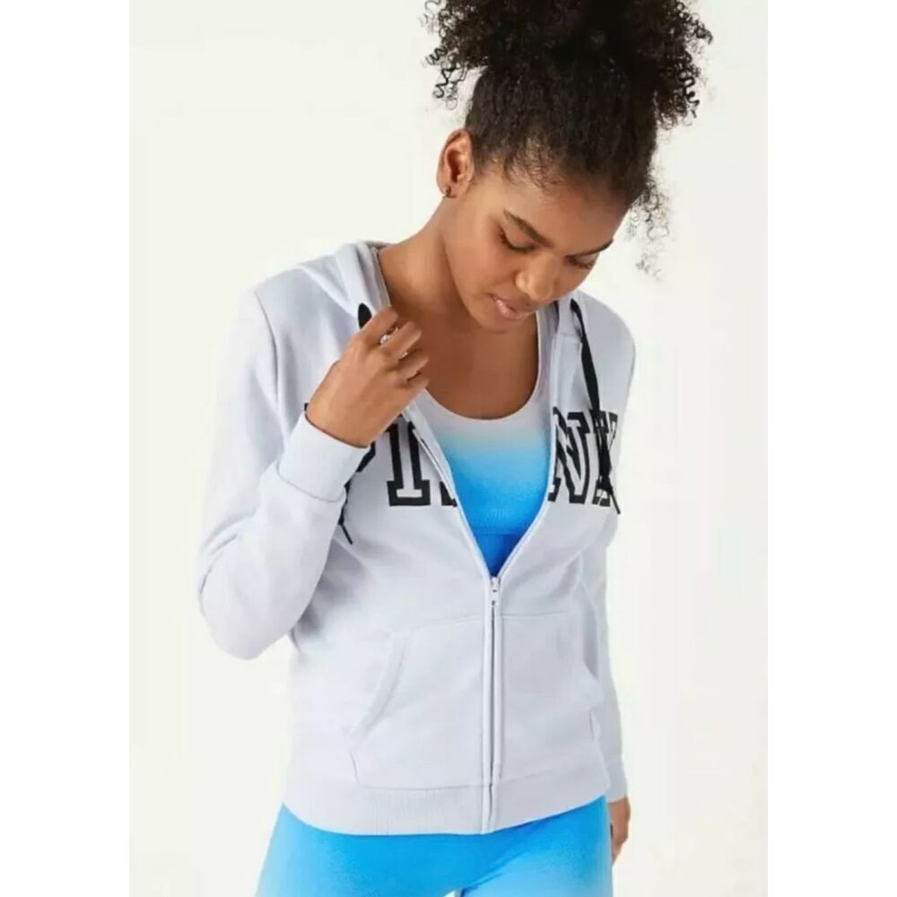 ✨VS Pink Everyday Lounge Zip Up Hoodie Sz Large White & Black✨
